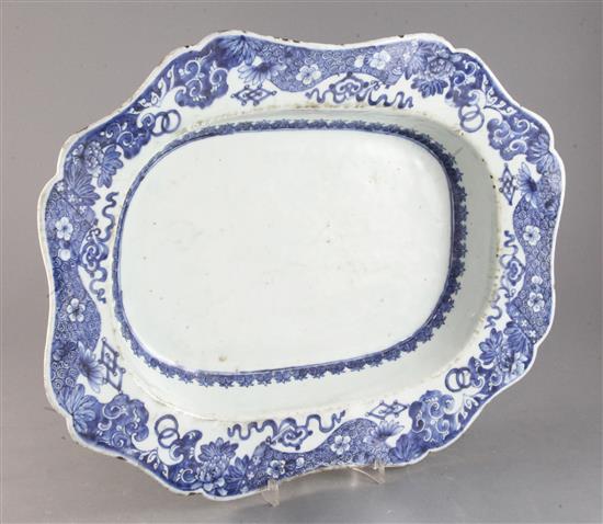 An 18th century Chinese export blue and white deep dish 16.5in.
